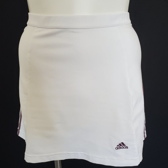 Adidas Plus Sz 14 White Tennis Skirt Purple Stripe